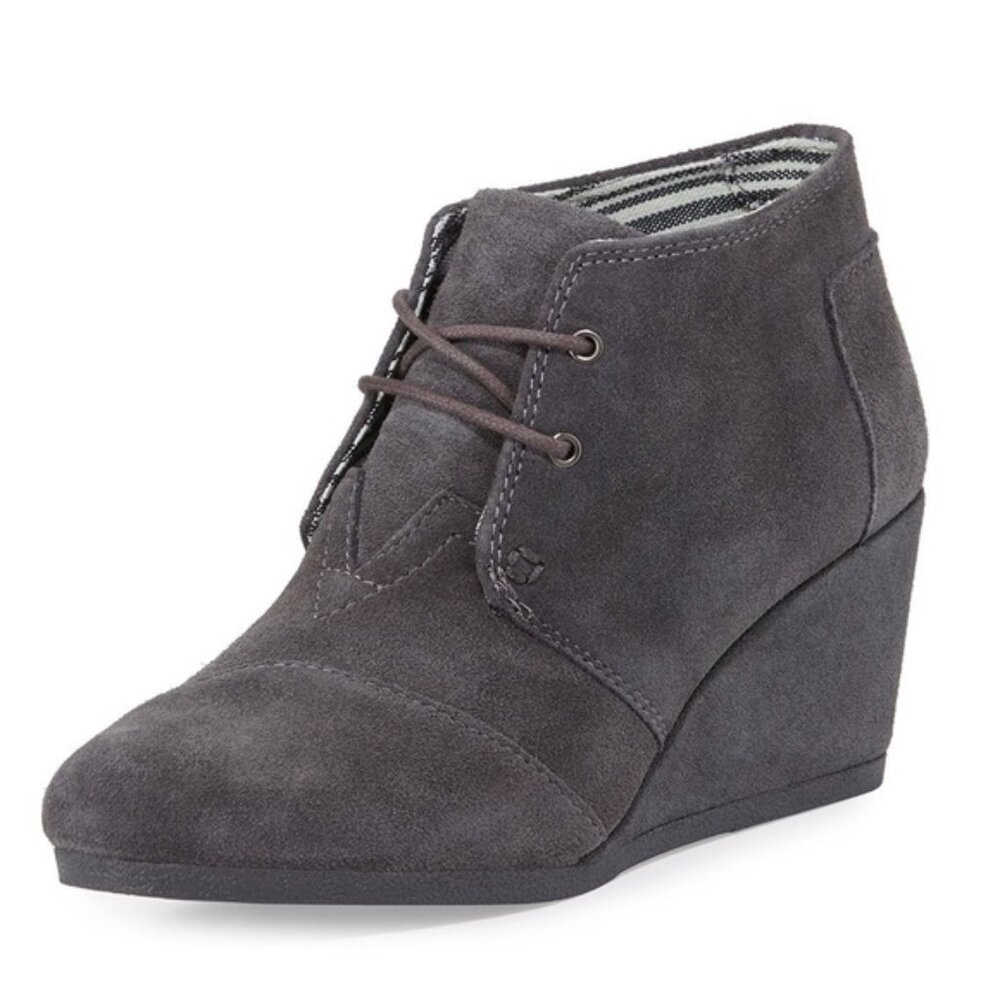TOMS Desert Wedge Suede Gray Size 7.5